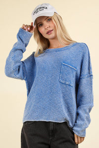 Washed OS Sweater Pullover Top