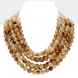 Chunky Acrylic Bead Layered Faux Leather Magnetic Necklace: TQ