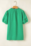 Textured Puff V-Neck Green