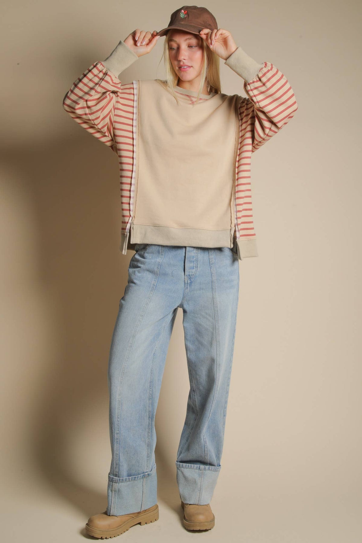 VJ Oversized Striped Top