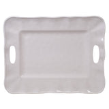Perlette Cream Melamine Rect Tray w/Handles 19 in  x 15 in