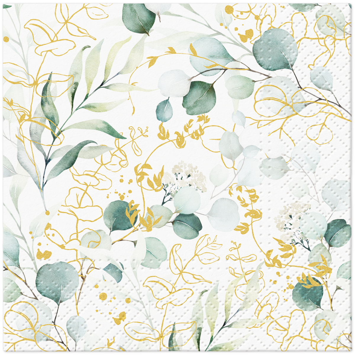 Golden Eucalyptus Cocktail Napkins