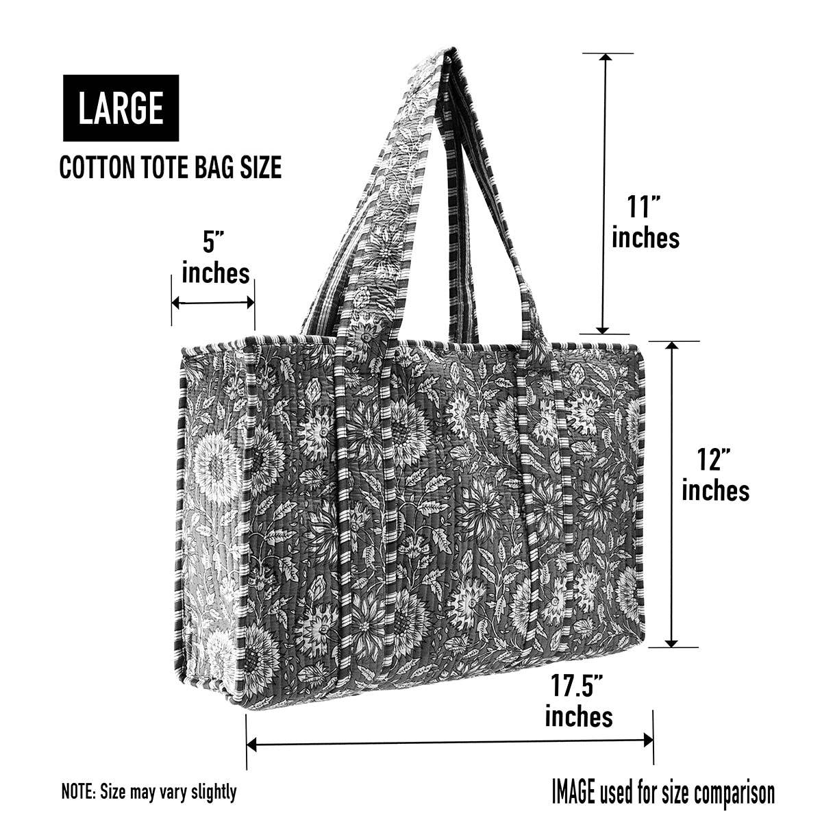 Cotton Block Print Tote Bag Small