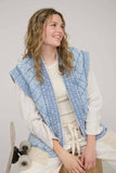 WASHED DENIM QUILTED VEST DENIM