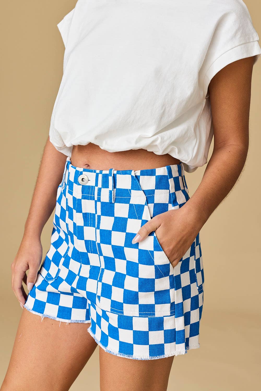 Orange checkerboard shorts