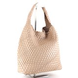 Woven Hobo Bag w/Cosmetic Pouch Brown