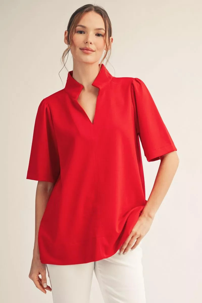 Jodi Red V neckline