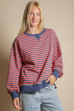 Stripe Comfy Casual OS Knit Top