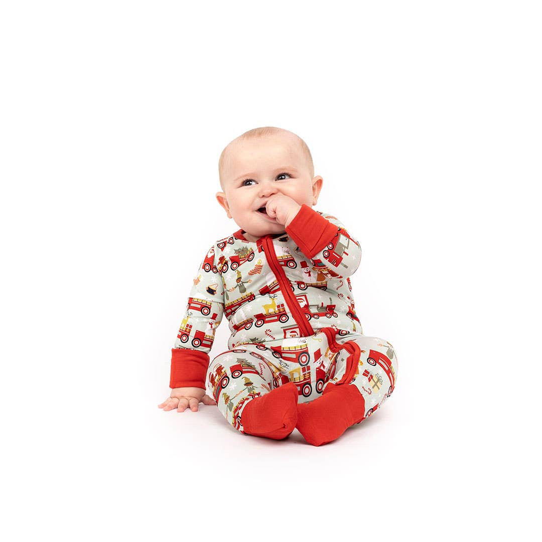Christmas Train Bamboo Convertible Baby Pajama: 0-3M