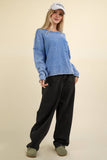 Washed OS Sweater Pullover Top