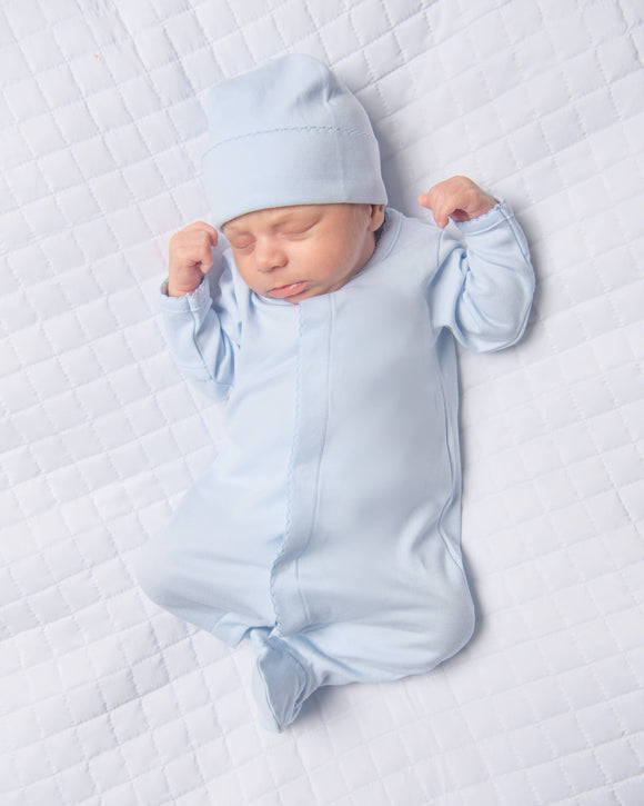 Essentials Solid Blue Footie: Newborn / Blue