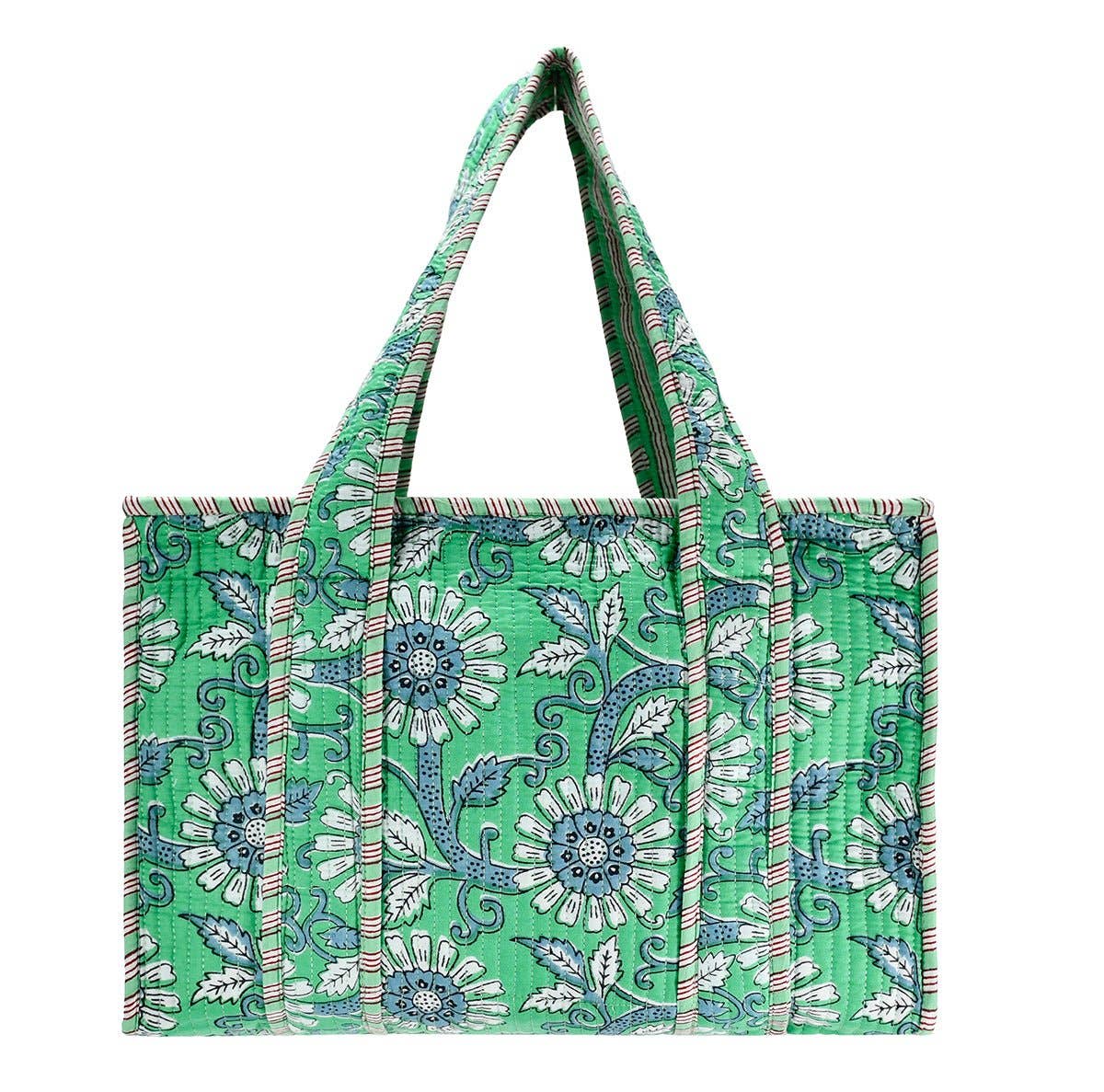 Cotton Block Print Tote Bag- Small & Large: Small