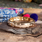 Gold-Tone Eternity Stretch Bangle –Wide - Pearls