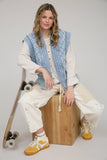 WASHED DENIM QUILTED VEST DENIM