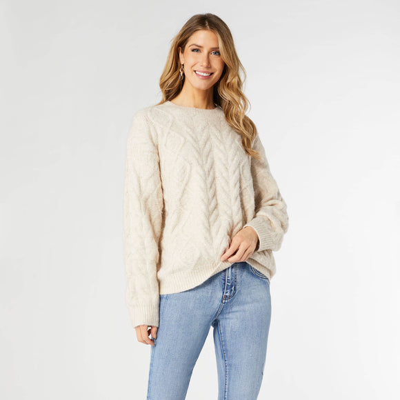 Casper Cable Knit Sweater: Oatmeal Heather / S/M