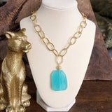 Statement Natural Stone Chain necklace: Natural