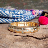 Gold-Tone Eternity Stretch Bangle –Wide - Pearls