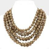 Chunky Acrylic Bead Layered Faux Leather Magnetic Necklace: TQ