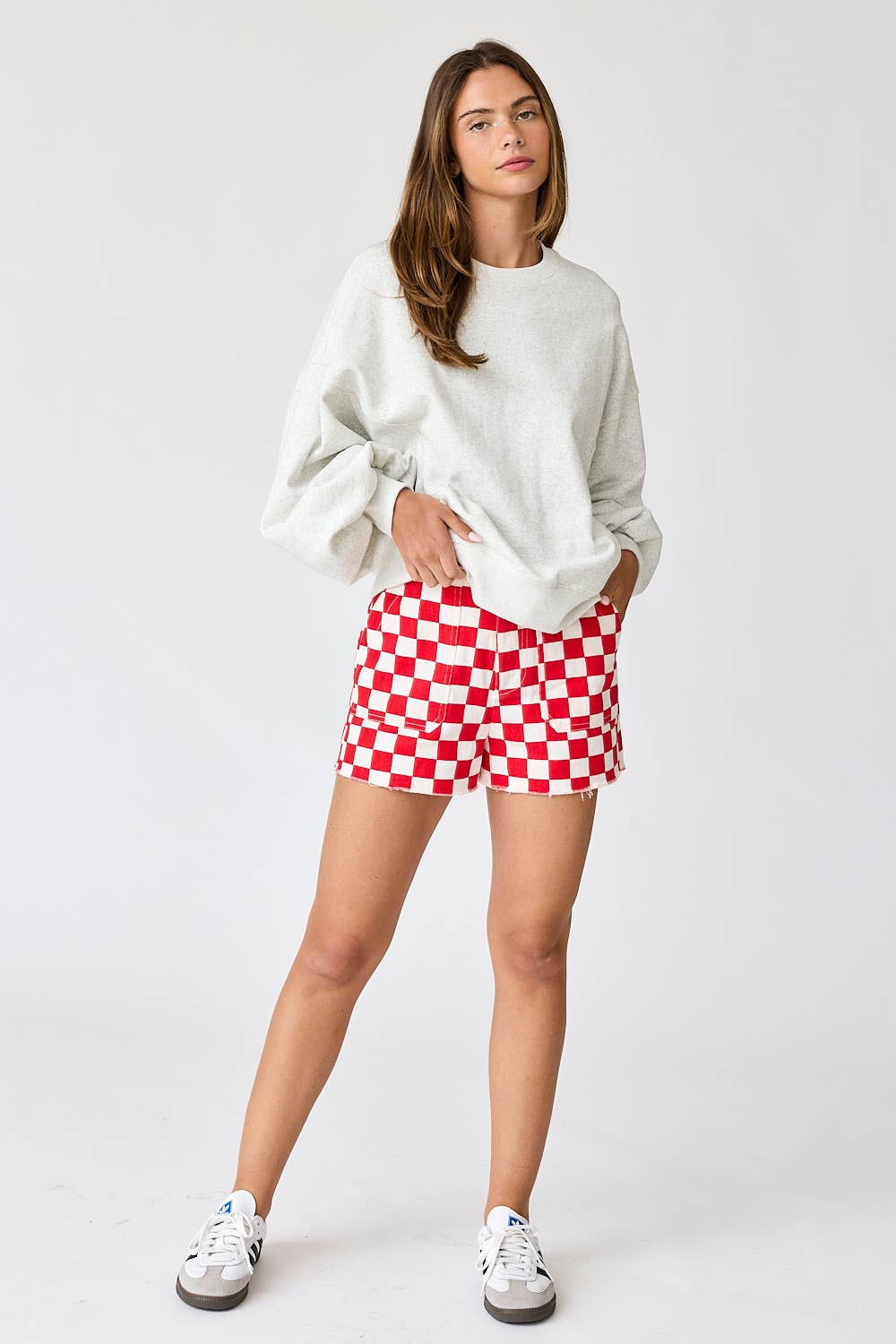 Orange checkerboard shorts