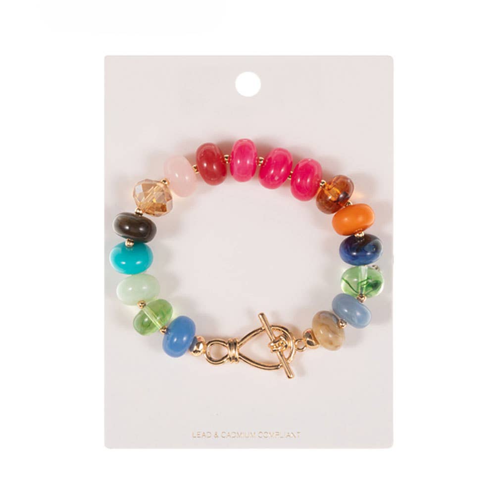 Ombre Chunky Multi Beads Stretch Bracelet: Multi