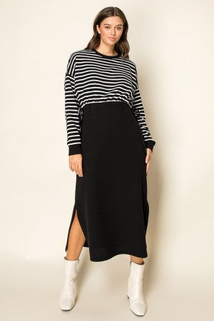 TB Cloudy Black Striped Dress