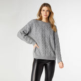 Casper Cable Knit Sweater: Oatmeal Heather / S/M