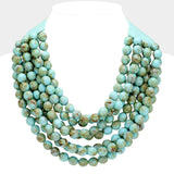 Chunky Acrylic Bead Layered Faux Leather Magnetic Necklace: TQ
