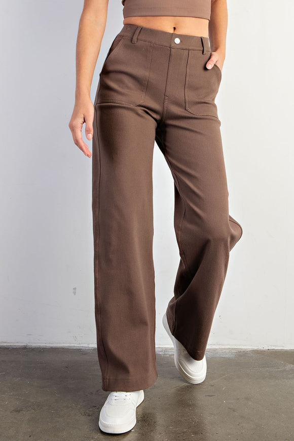 RM Coffee Stretch Twill Wide Leg