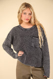 Washed OS Sweater Pullover Top
