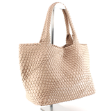 Woven Tote Bag w/Cosmetic Pouch Brown