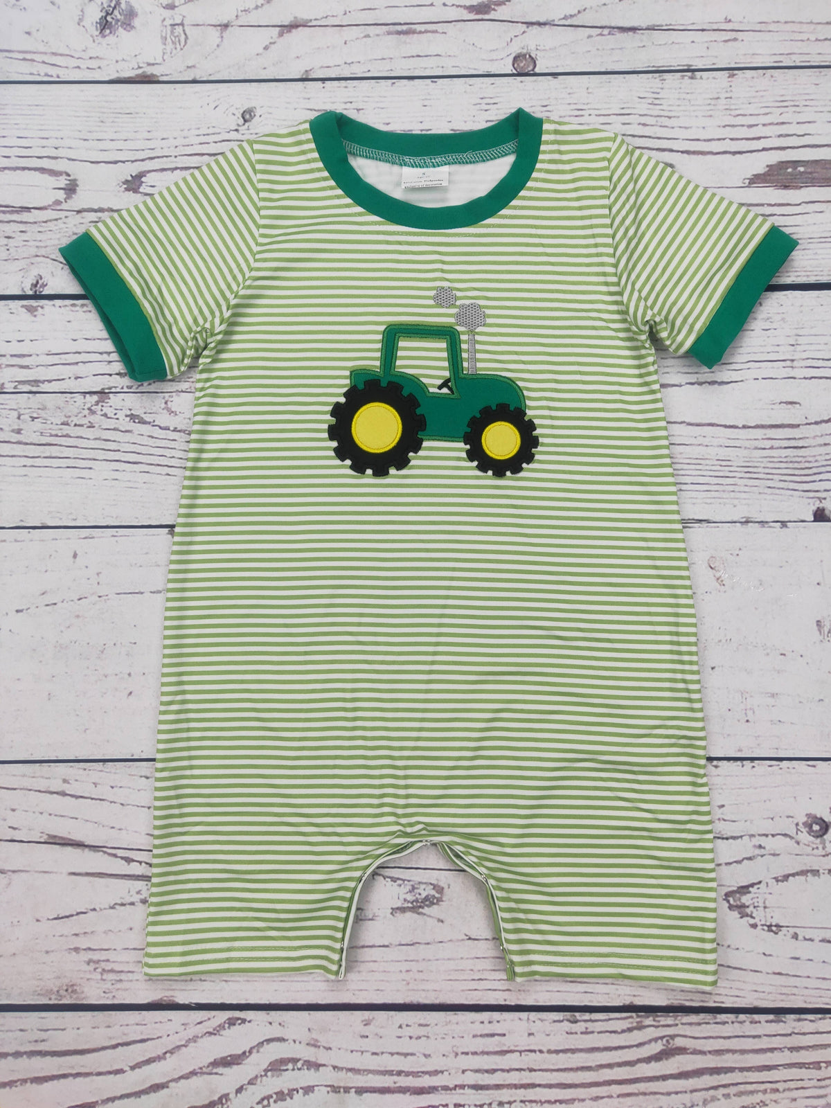 Baby Boy Appliqué Farm Romper: 12-18M