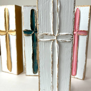 Tall Cross painted textured  wedding  baptism  all-occasion: White cross