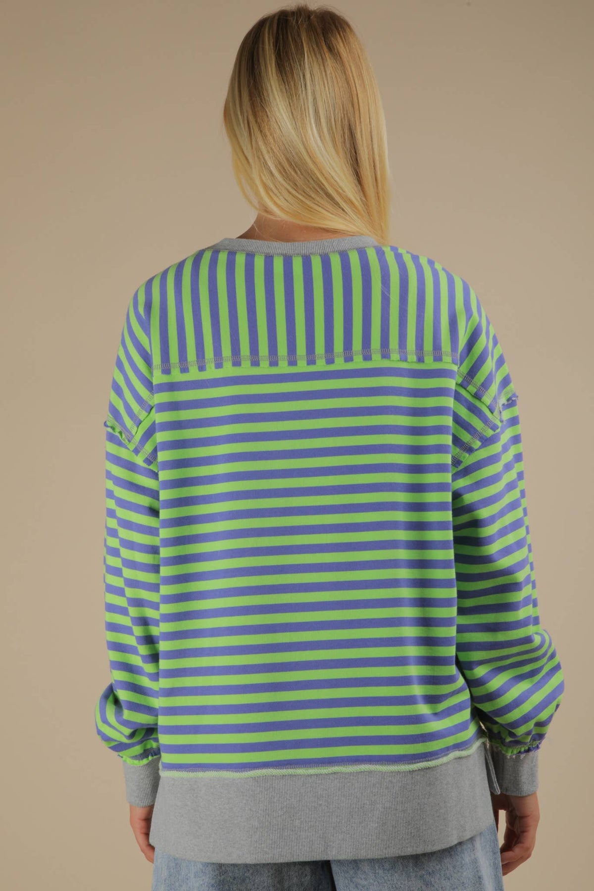 Stripe Oversized Top GREEN/BLUE