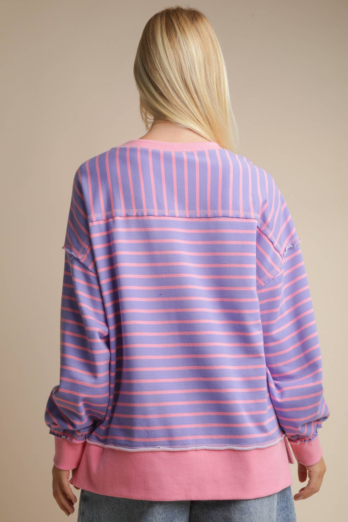 Stripe Comfy Casual OS Knit Top