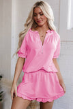 Solid Puff Sl Skorts Set Pink