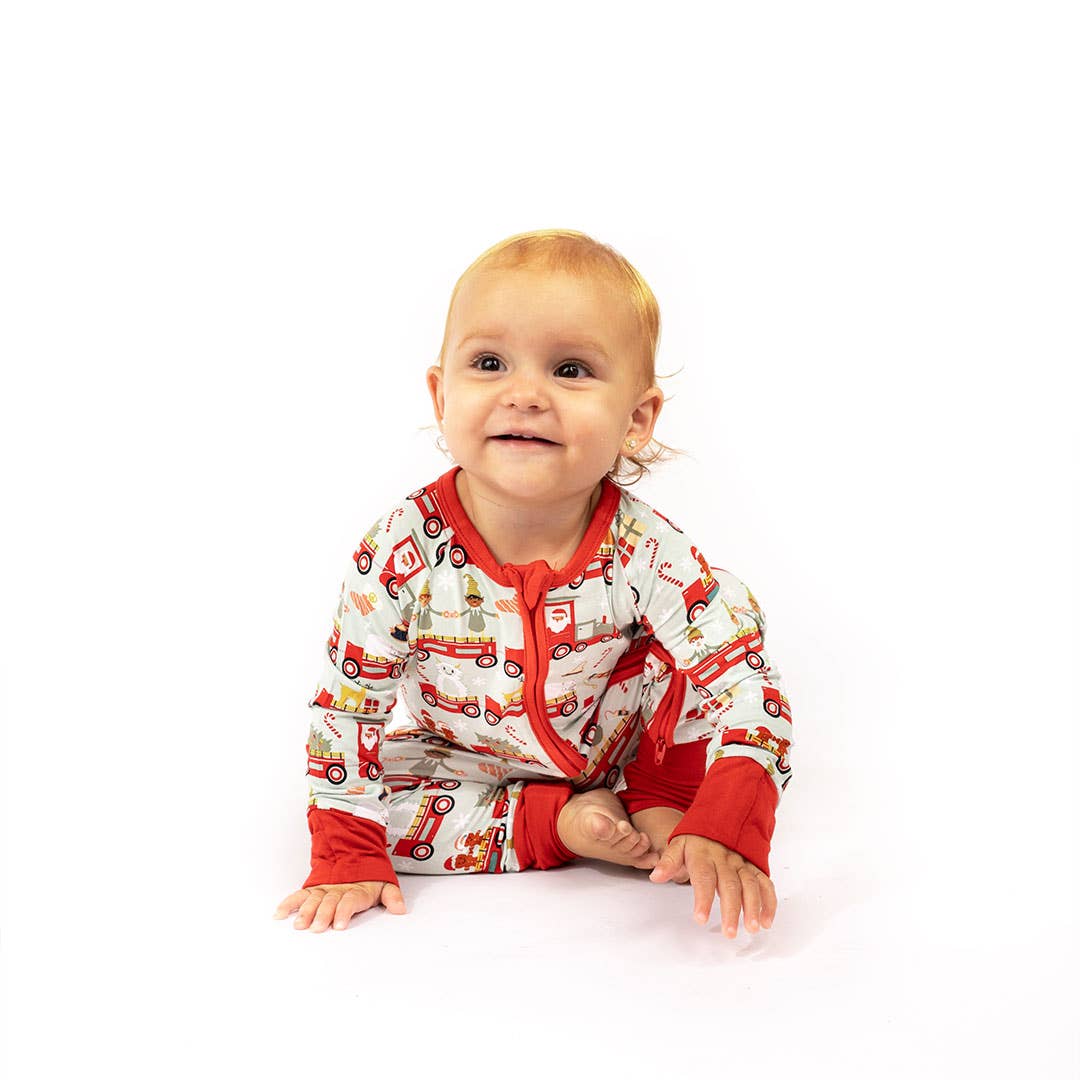 Christmas Train Bamboo Convertible Baby Pajama: 12-18M