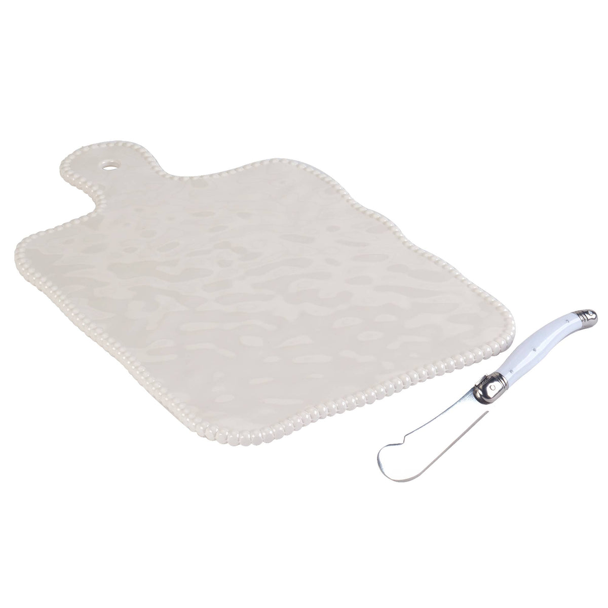 Perlette Cream - HW Mel Cheese Board w  Knife 13.875in