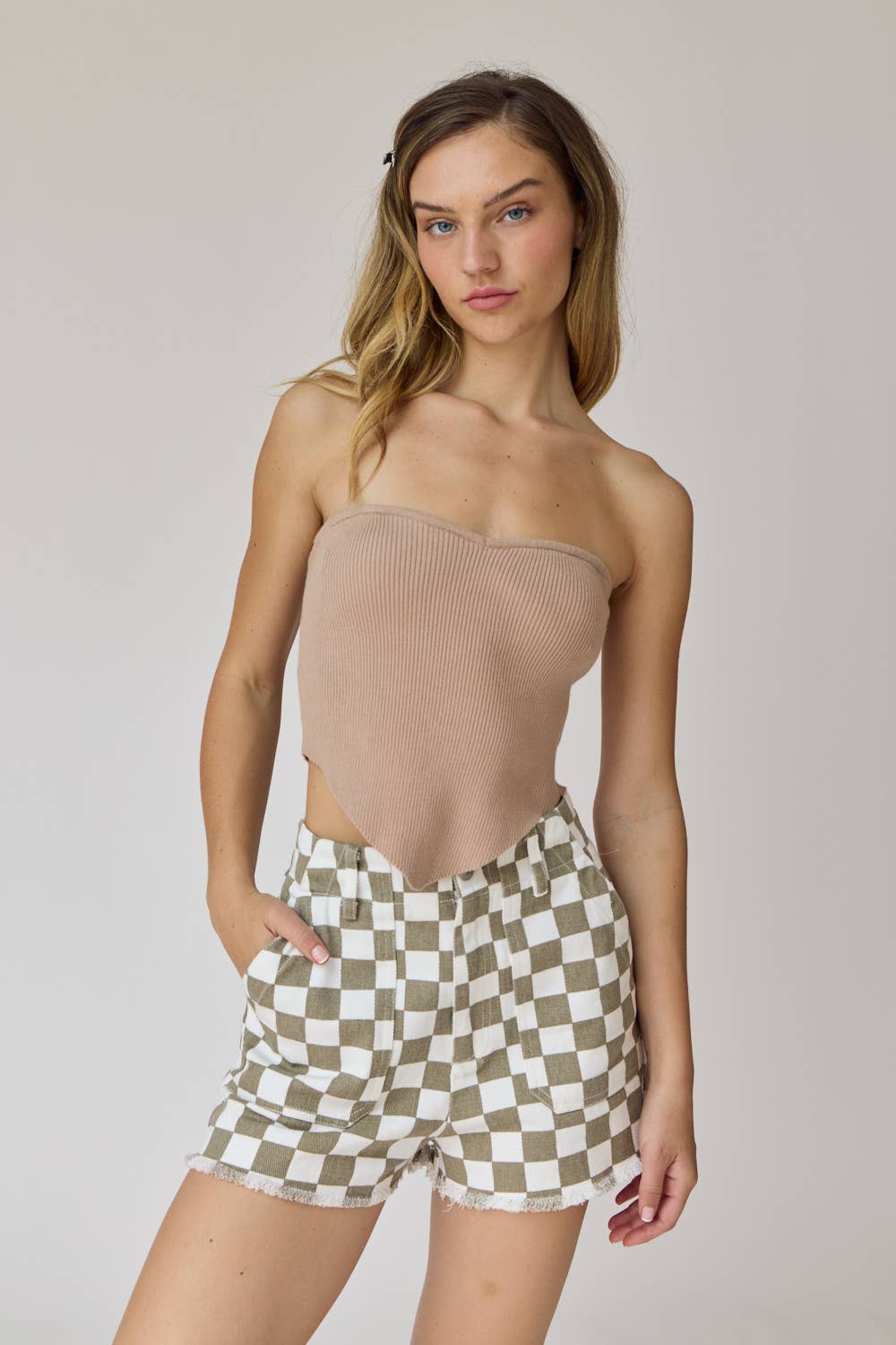 Orange checkerboard shorts