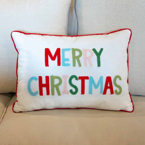 Merry Christmas Pillow    White/Multi   14x20