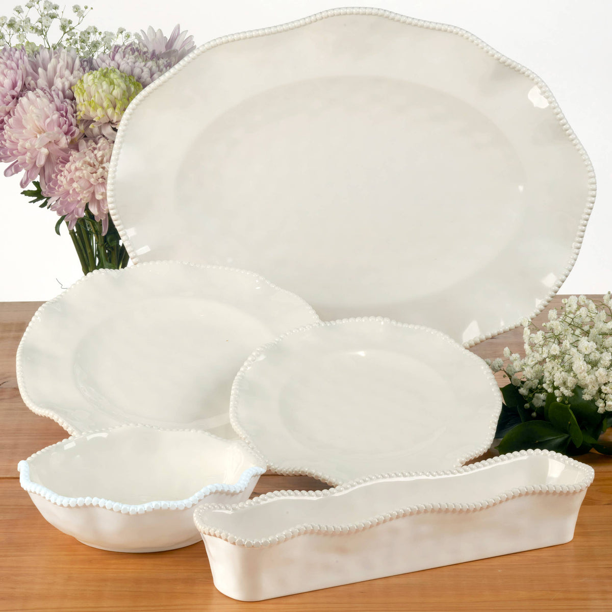 Perlette Cream - HW Melamine Cracker Tray 12.875in x 3.5in