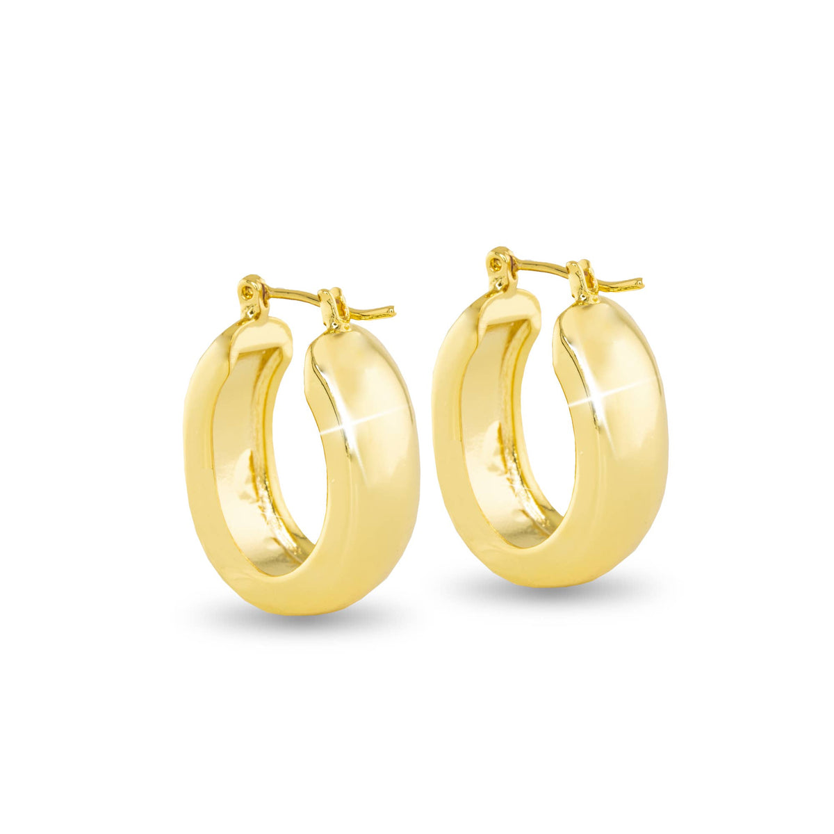 Gold Emily Polished Bold Oval Hoop Earrings