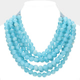 Chunky Acrylic Bead Layered Faux Leather Magnetic Necklace: TQ