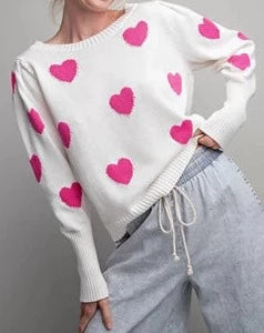 EE HEART PATTERN SWEATER