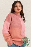 OS Color Block Cozy Knit Sweater