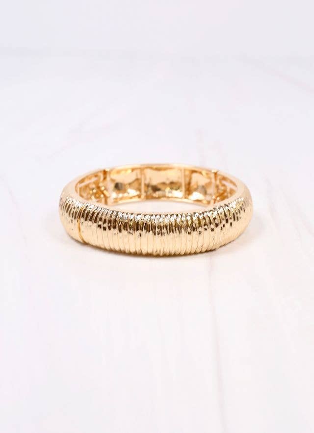 Danny Ribbed Stretch Bracelet GOLD: Default