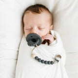 Cutie PAT Round (0-6m) Pacifier + Teether: Grey