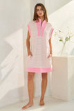 Pink Zip-Up Stripe Textured Dress