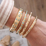 Gold-Tone Eternity Stretch Bangle –Wide - Pearls