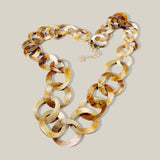 Bold Celluloid Acetate Link Long Necklace: Multi