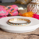 Gold-Tone Eternity Stretch Bangle –Wide - Pearls
